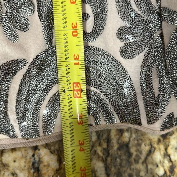 Adrianna Papell Silver Sequins Beaded Cap Sleeves Cocktail Dress - Picture 9 of 9